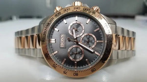 Hugo Boss 1513339 Ikon Grey Dial Two Tone Steel Strap Watch for Men Hugo Boss