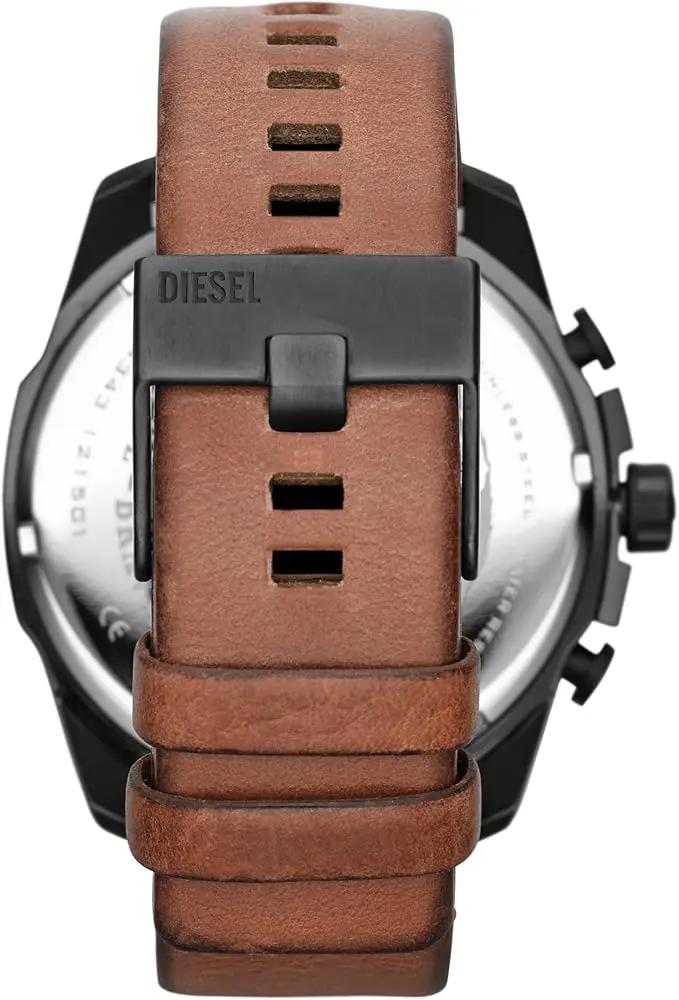 DIESEL DZ4343 Mega Chief Series Watch for Men, Chronograph Movement with Leather Strap Diesel
