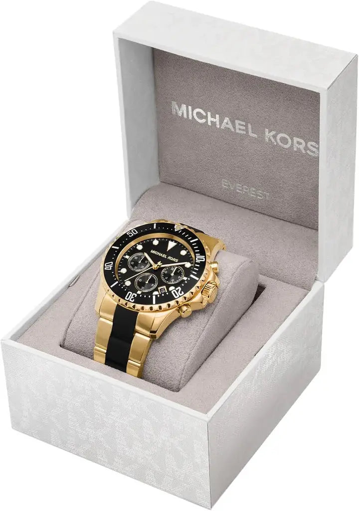 Michael Kors MK8979 Everest Chronograph Black Dial Two Tone Steel Strap Watch For Men Michael Kros