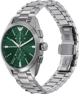 Emporio Armani AR11480 Chronograph Green Dial Silver Steel Strap Watch For Men Emporio Armani