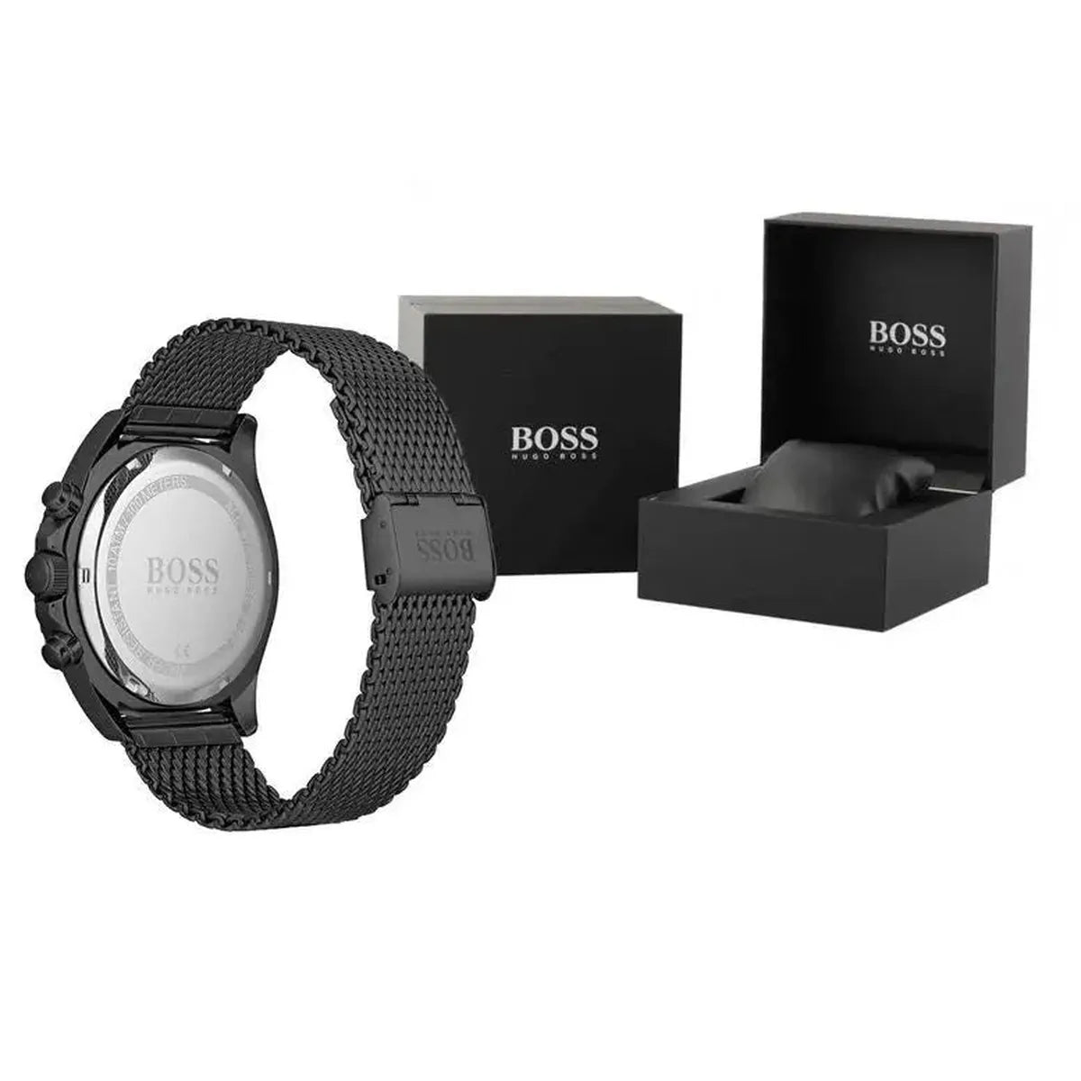 Hugo Boss 1502521 Infinity Black Dial Black Mesh Bracelet Watch for Women Hugo Boss