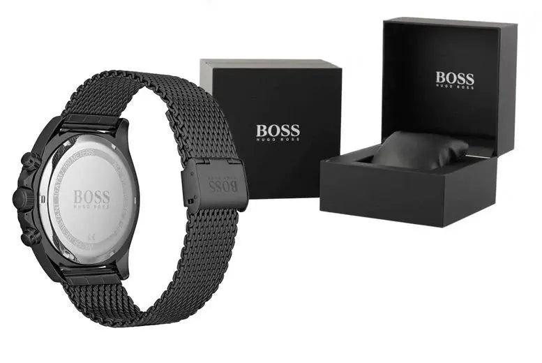 Hugo Boss 1502521 Infinity Black Dial Black Mesh Bracelet Watch for Women Hugo Boss