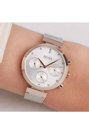 Hugo Boss 1502551 Flawless Silver Dial Silver Mesh Bracelet Watch for Women Hugo Boss