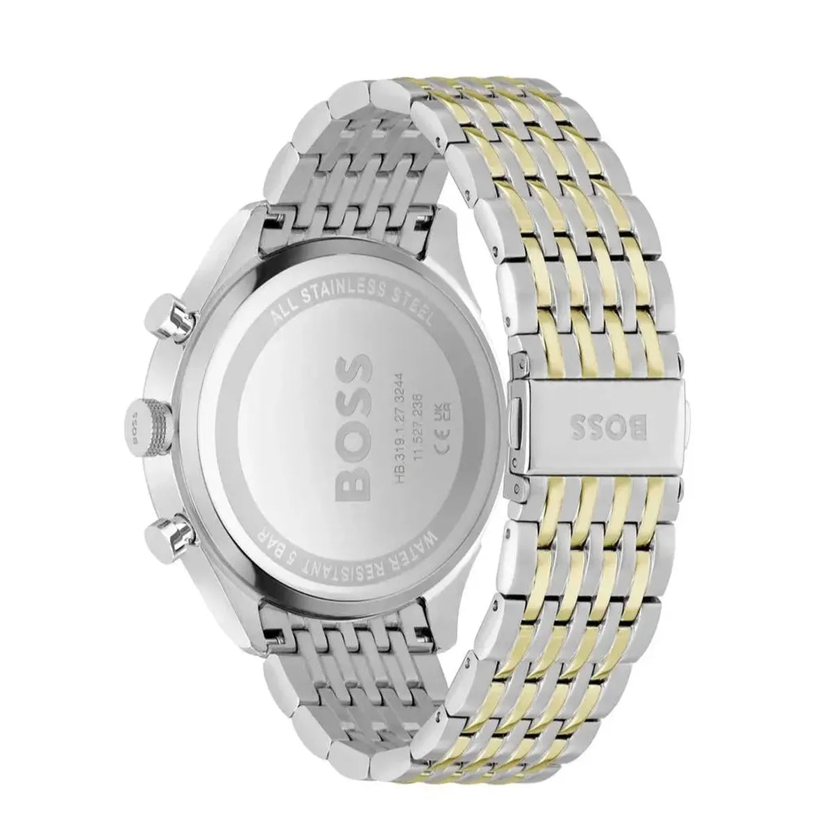 Hugo Boss 1514081 Gregor Chronograph Green Dial Two Tone Steel Strap Watch For Men Hugo Boss