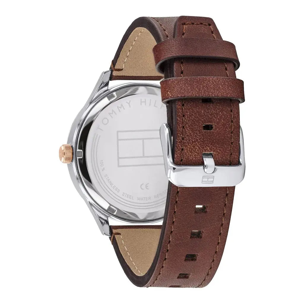 Tommy Hilfiger 1791642 Spencer Blue Dial Brown Leather Strap Watch for Men Tommy Hilfiger