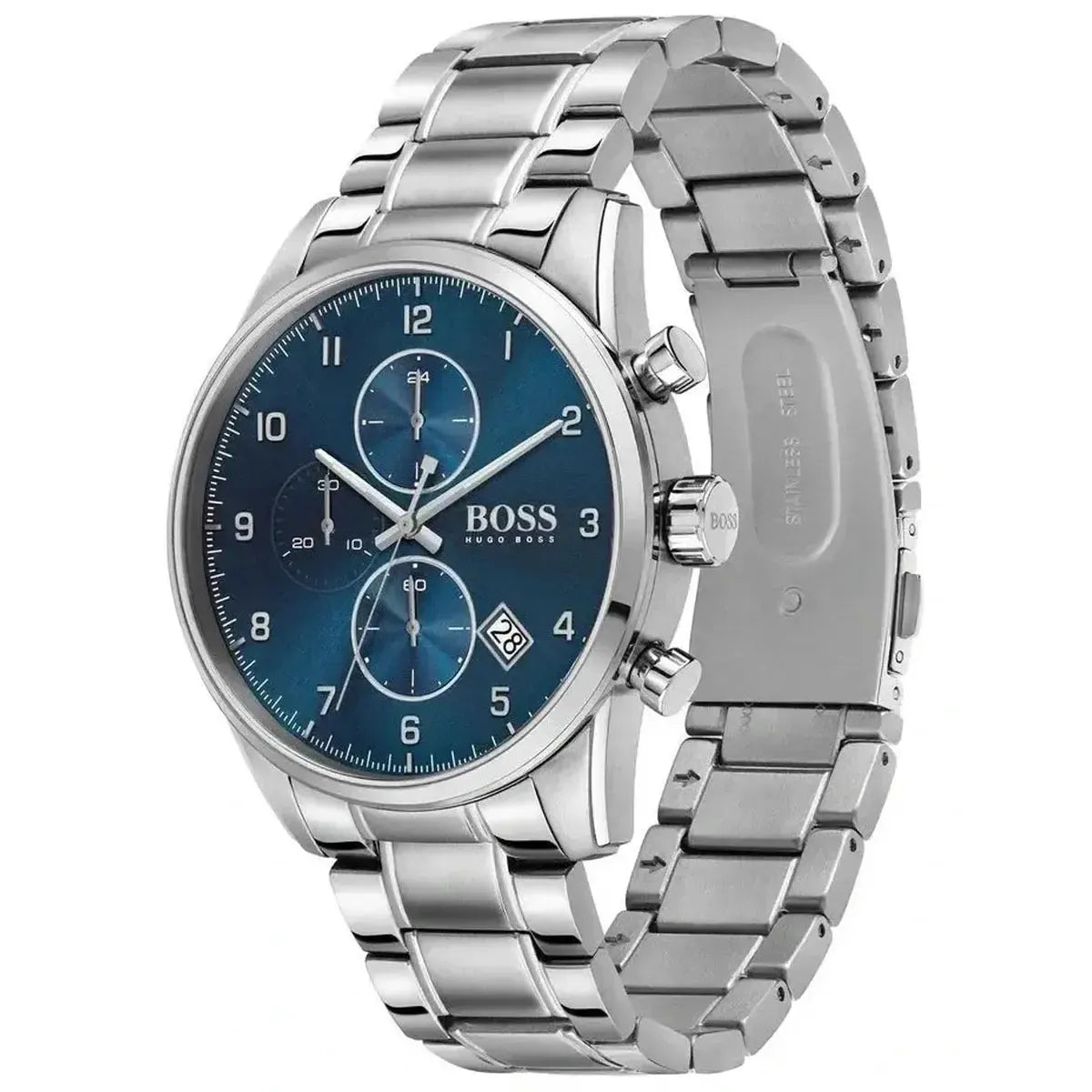 Hugo Boss 1513784 Skymaster Blue Dial Silver Steel Strap Watch for Men Hugo Boss