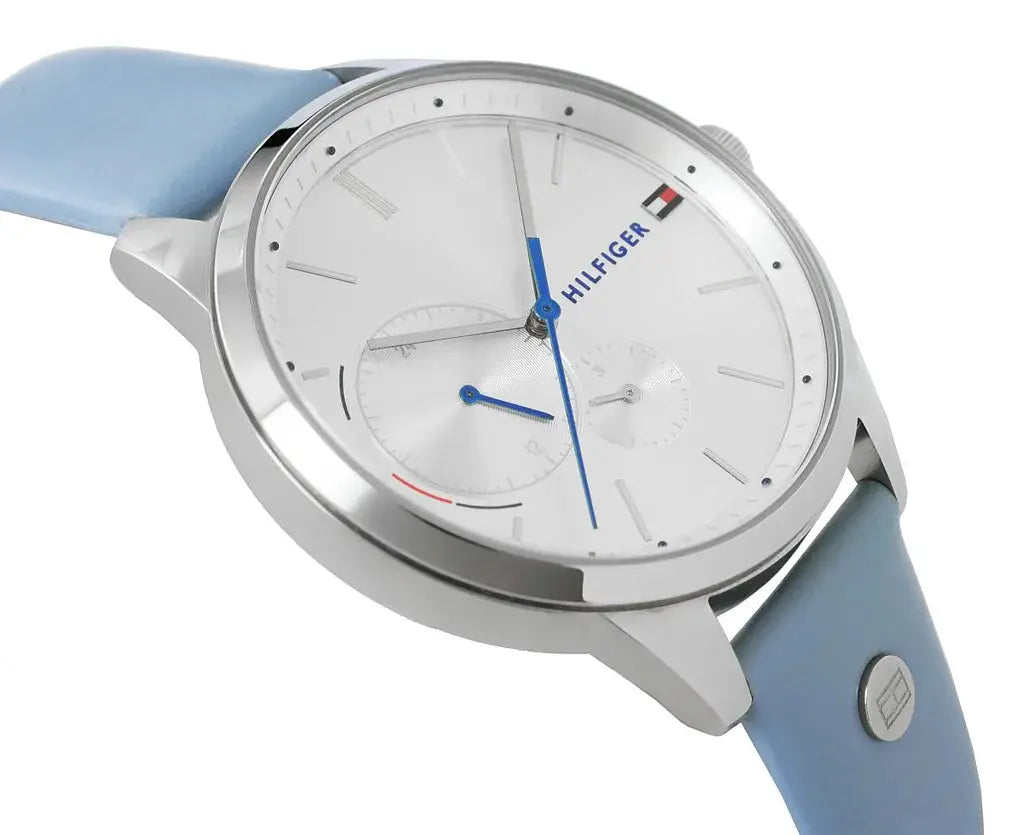 Tommy Hilfiger 1782023 Brooke Silver Dial Blue Leather Strap Watch for Women Tommy Hilfiger