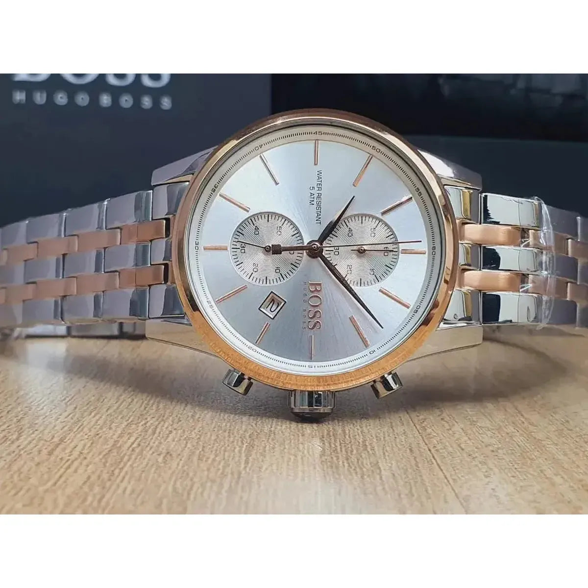 Hugo Boss 1513385 Jet Silver Dial Two Tone Steel Strap Watch for Men Hugo Boss