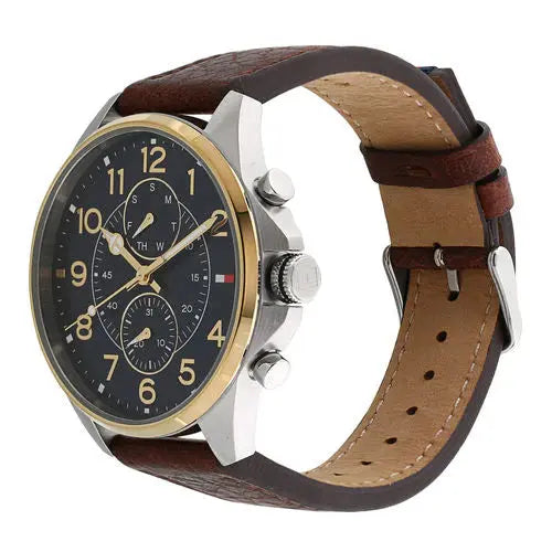 Tommy Hilfiger 1791275 Dean Multifunctional Blue Dial Brown Leather Strap Watch for Men Tommy Hilfiger