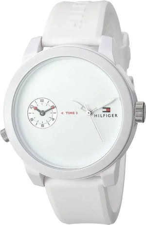 Tommy Hilfiger 1791324 Denim White Dial White Rubber Strap Watch for Men Tommy Hilfiger