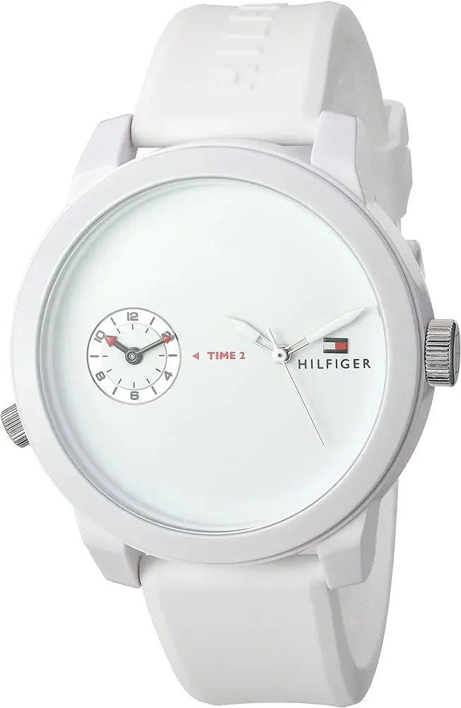 Tommy Hilfiger 1791324 Denim White Dial White Rubber Strap Watch for Men Tommy Hilfiger