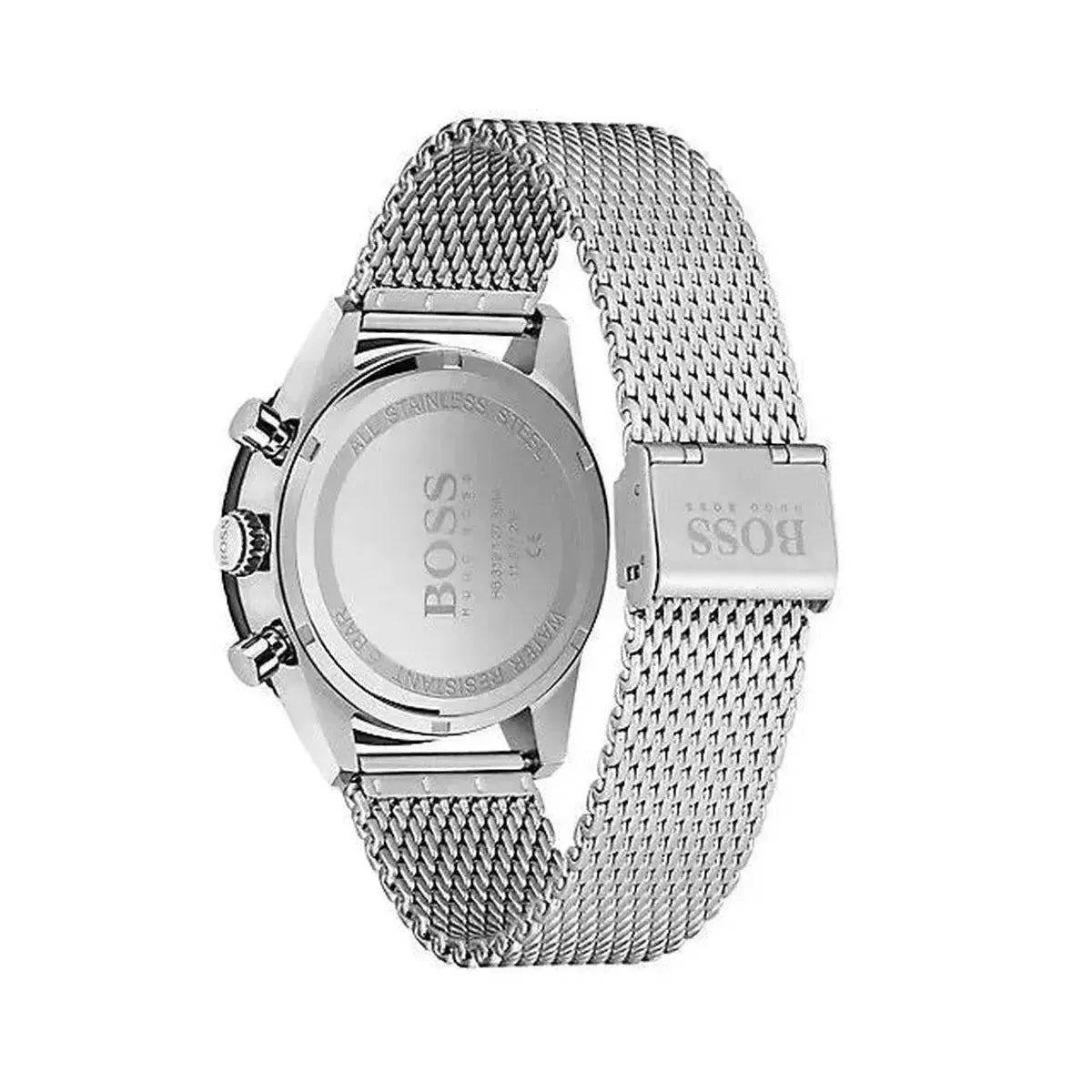 Hugo Boss 1513886 Pilot Edition Black Dial Silver Mesh Bracelet Watch for Men Hugo Boss