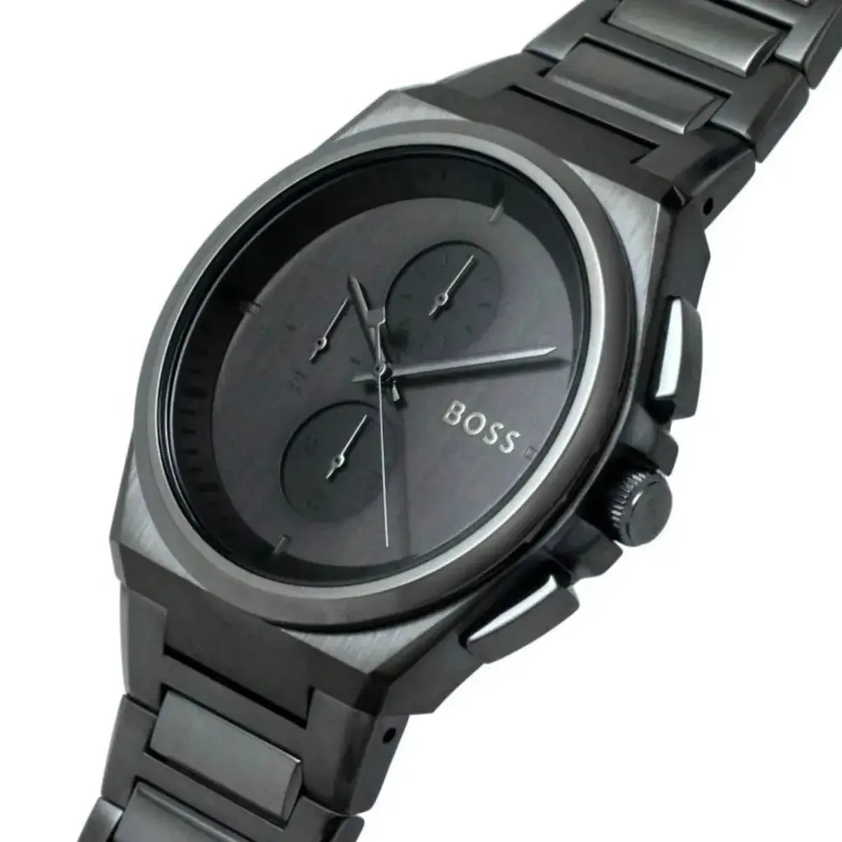 Hugo Boss 1513996 Steer Chronograph Quartz Grey Dial Grey Steel Strap Watch For Men Hugo Boss