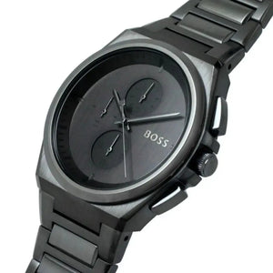Hugo Boss 1513996 Steer Chronograph Quartz Grey Dial Grey Steel Strap Watch For Men Hugo Boss