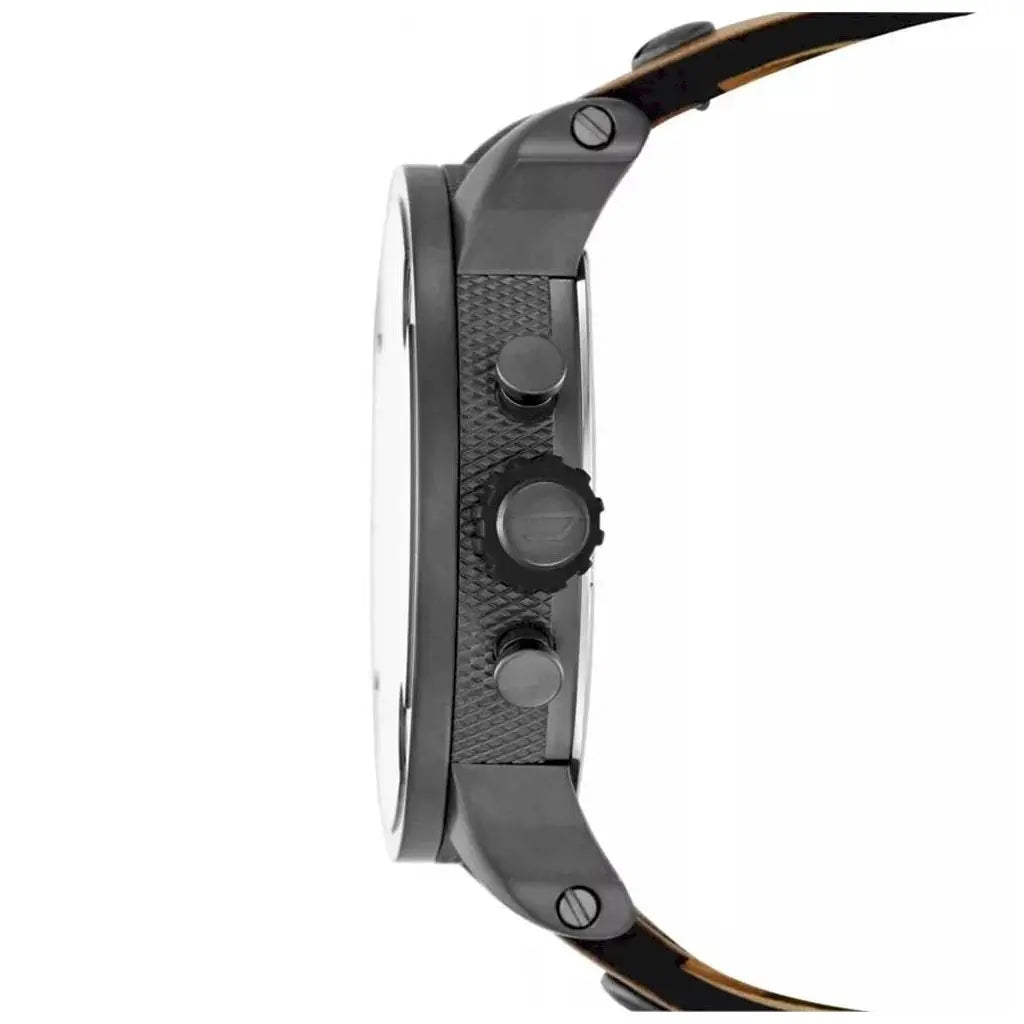 Diesel DZ7269 SBA Dual Time Chronograph White Dial Brown Leather Strap Watch For Men Diesel