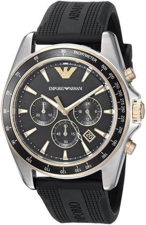 Emporio Armani AR80003 Sigma Chronograph lack Dial Black Rubber Strap Watch For Men Emporio Armani
