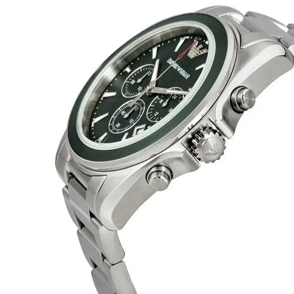 Emporio Armani AR6090 Sportivo Chronograph Blue Dial Silver Steel Strap Watch For Men Emporio Armani