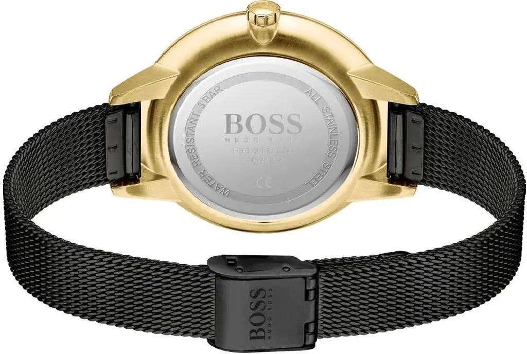 Hugo Boss 1502601 Symphony Black Dial Black Mesh Bracelet Watch for Women Hugo Boss