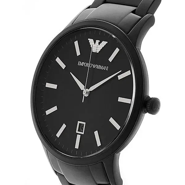 Emporio Armani AR11079 Renato Quartz Black Dial Black Steel Strap Watch For Men Emporio Armani