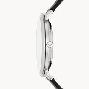 Emporio Armani AR11162 Modern Slim Quartz Grey Dial Black Leather Strap Watch For Men Emporio Armani