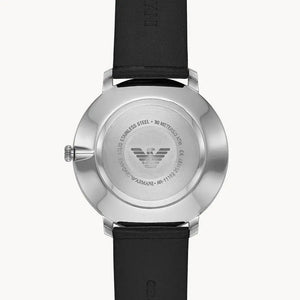 Emporio Armani AR11162 Modern Slim Quartz Grey Dial Black Leather Strap Watch For Men Emporio Armani