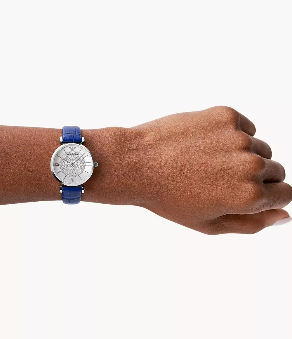 Emporio Armani AR11344 Two-Hand Blue Leather Watch Emporio Armani