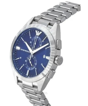 Emporio Armani AR11541 Claudio Chronograph Blue Dial Silver Steel Strap Watch For Men Emporio Armani