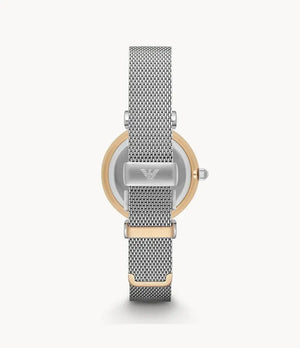Emporio Armani AR2068 Gianni T-Bar Mother of Pearl Dial Silver Mesh Bracelet Watch For Women Emporio Armani