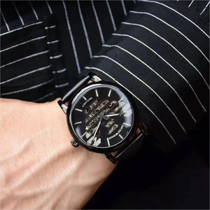 Emporio Armani AR60032 Meccanico Quartz Black Dial Black Leather Strap Watch For Men Emporio Armani