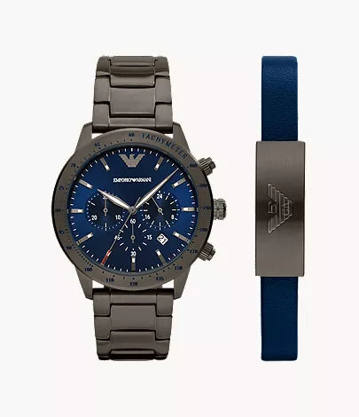 Emporio Armani AR80045 – Men’s Blue Dial Grey/Gunmetal Stainless Steel Watch