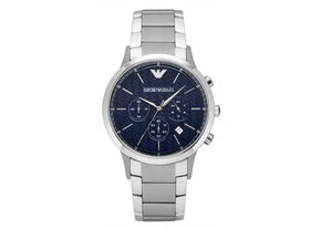 Emporio Armani AR2486 Renato Chronograph Blue Dial Silver Steel Strap Watch For Men Emporio Armani