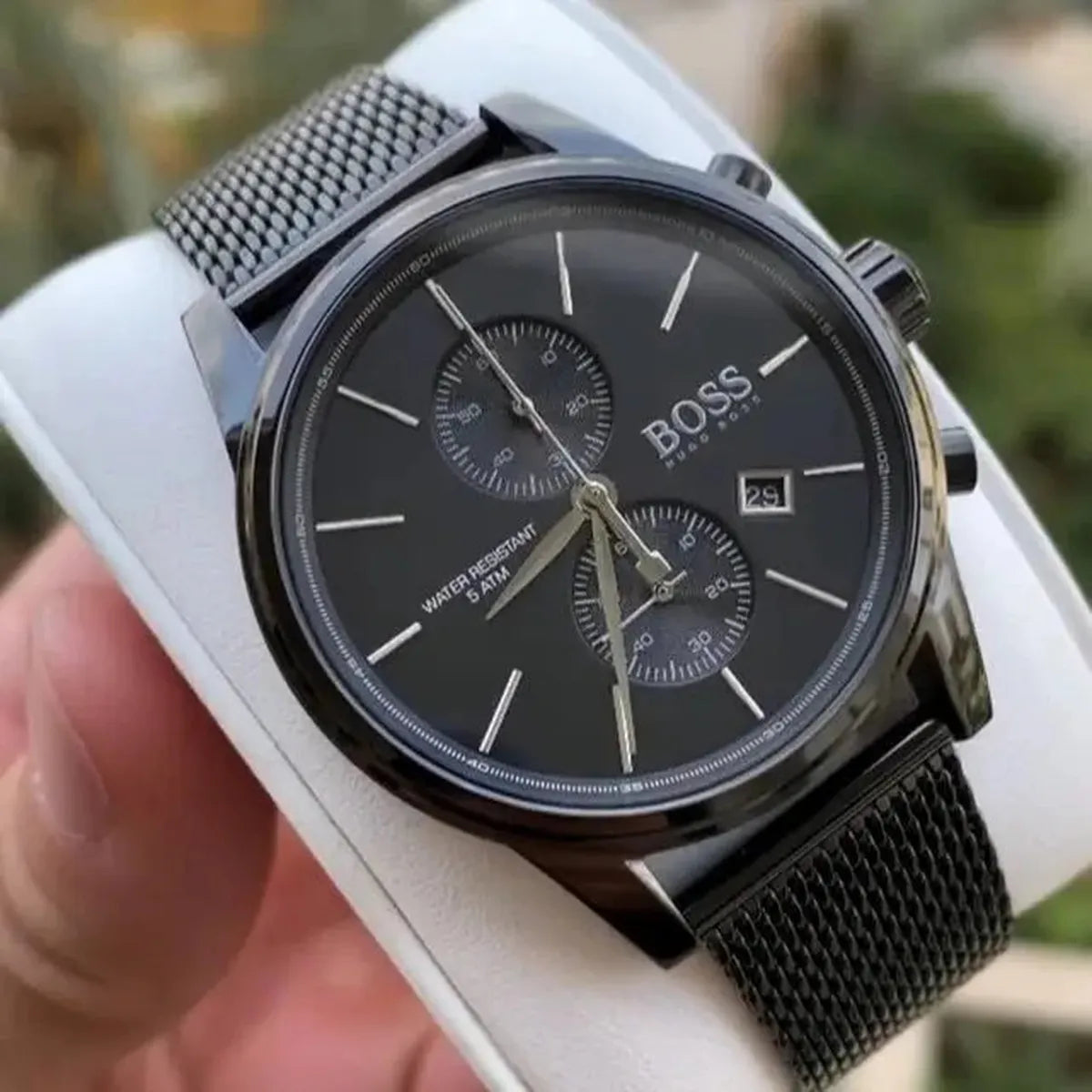 Hugo Boss 1513769 Associate Black Dial Black Mesh Bracelet Watch for Men Hugo Boss