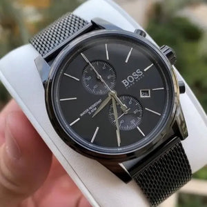 Hugo Boss 1513769 Associate Black Dial Black Mesh Bracelet Watch for Men Hugo Boss