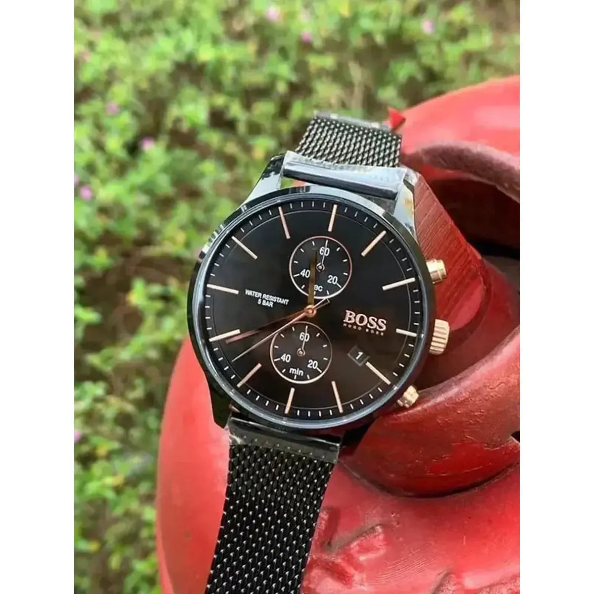 Hugo Boss 1513811 Associate Black Dial Black Mesh Bracelet Watch for Men Hugo Boss