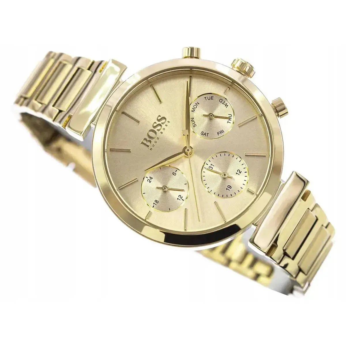 Hugo Boss 1502532 Flawless Gold Dial Gold Steel Strap Watch for Women Hugo Boss