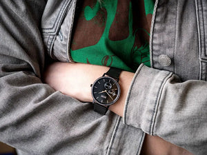 Hugo Boss 1502521 Infinity Black Dial Black Mesh Bracelet Watch for Women Hugo Boss