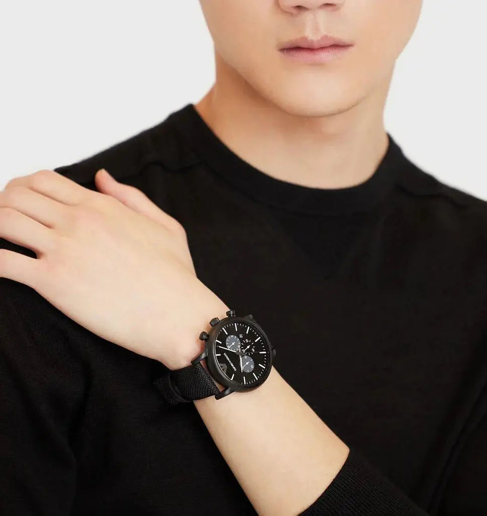 Hugo Boss 1513180 Chronograph Black Dial Black Steel Strap Watch for Men Hugo Boss