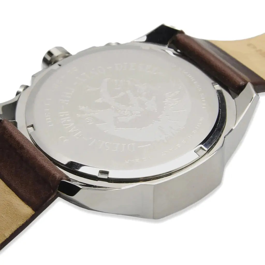 Diesel Mega DZ4281 Chief Chronograph Blue Dial Brown Leather Strap Watch For Men Diesel