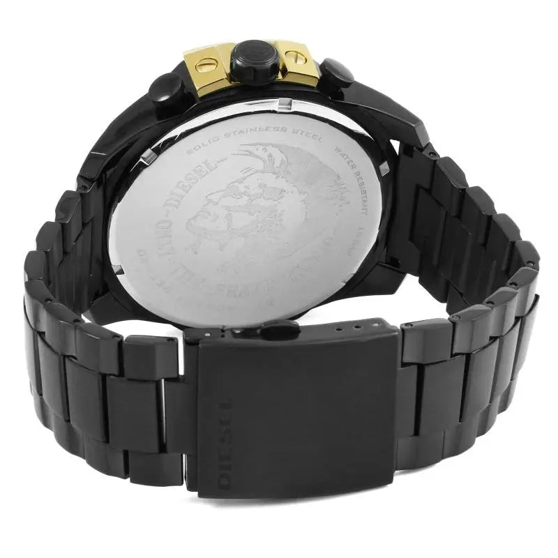 Diesel DZ4338 Mega Chief Chronograph Black Dial Black Steel Strap Watch For Men Diesel
