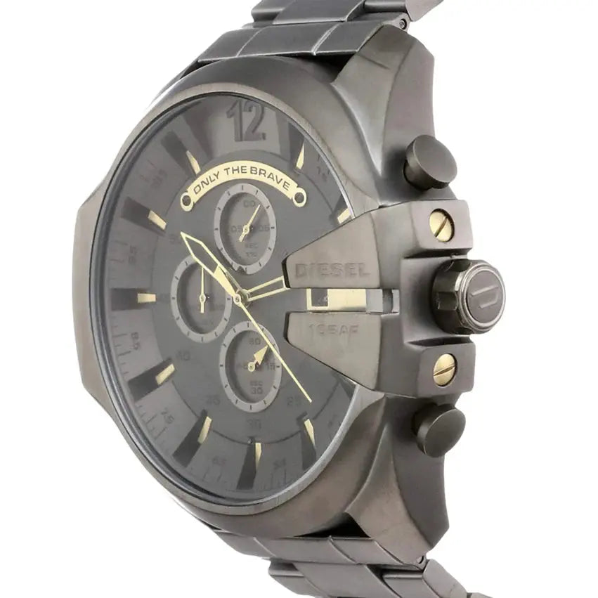 Diesel DZ4466 Mega Chief Chronograph Grey Dial Grey Steel Strap Watch For Men Diesel