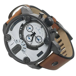 Diesel DZ7269 SBA Dual Time Chronograph White Dial Brown Leather Strap Watch For Men Diesel