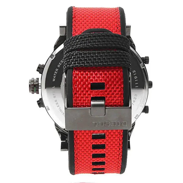 Diesel DZ7423 Mr Daddy 2.0 Chronograph Grey Dial Red Rubber Strap Watch For Men Diesel