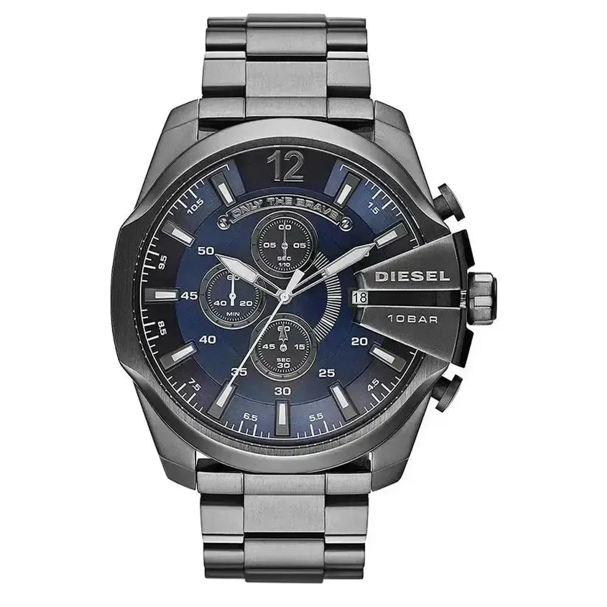 Diesel DZ4329 Mega Chief Chronograph Blue Dial Black Steel Strap Watch For Men Diesel