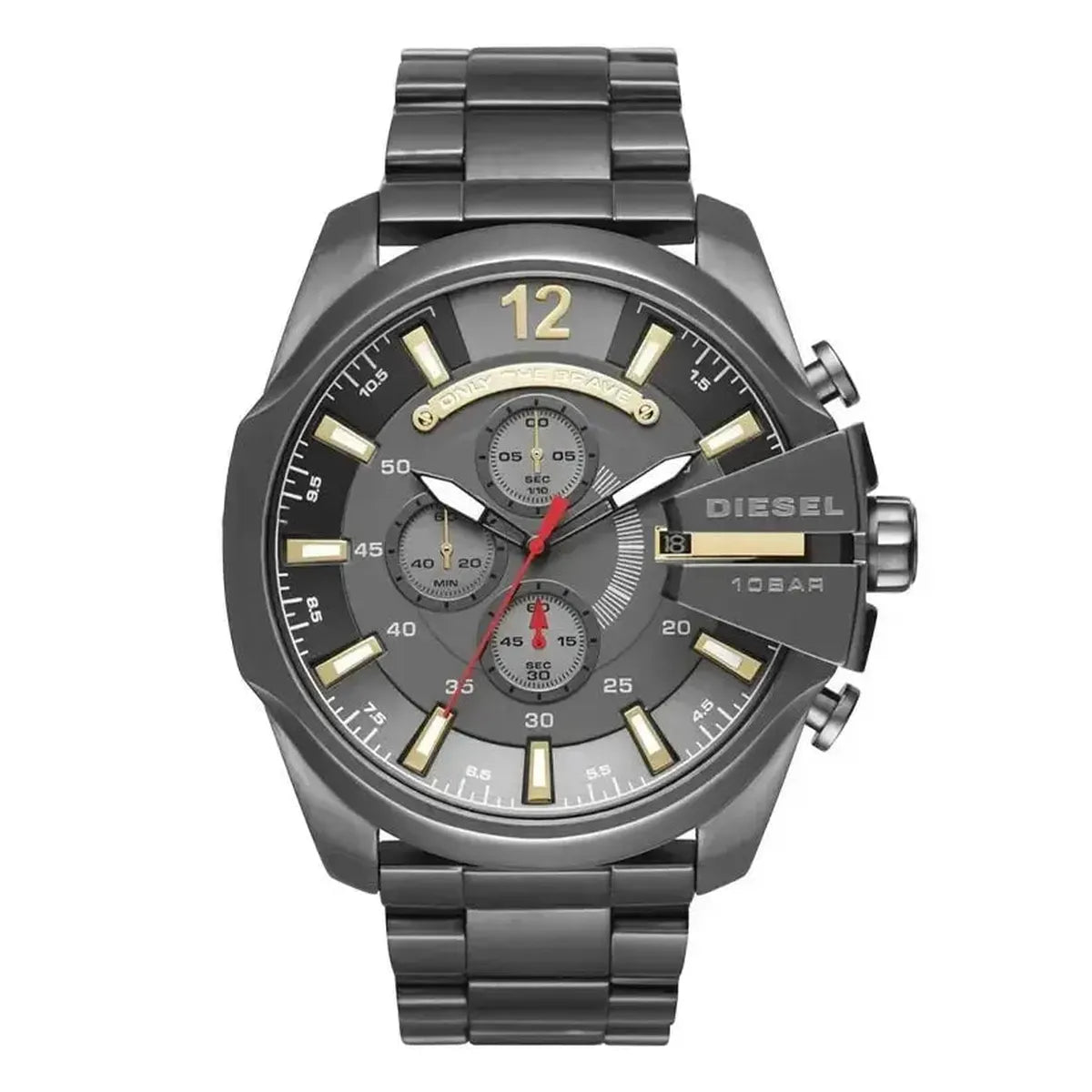 Diesel DZ4421 Mega Chief Chronograph Grey Dial Grey Steel Strap Watch For Men Diesel