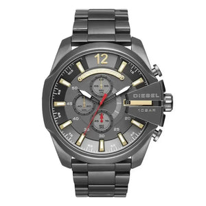 Diesel DZ4421 Mega Chief Chronograph Grey Dial Grey Steel Strap Watch For Men Diesel