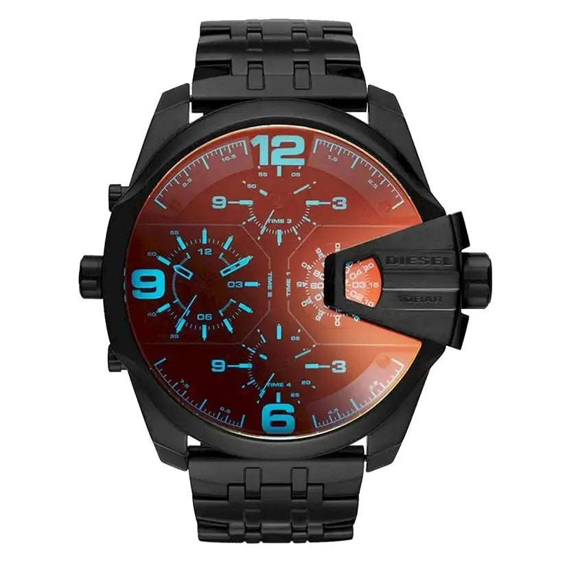 Diesel DZ7373 Uber Chief Chronograph Red Dial Black Steel Strap Watch For Men Diesel
