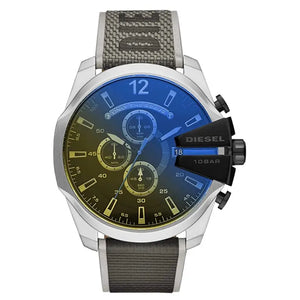 Diesel Mega DZ4523 Chief Chronograph Black Dial Grey Nylon Strap Watch For Men Diesel