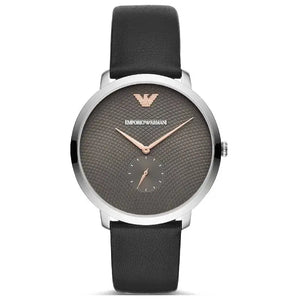 Emporio Armani AR11162 Modern Slim Quartz Grey Dial Black Leather Strap Watch For Men Emporio Armani