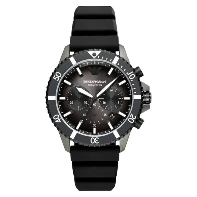 Emporio Armani AR11515 Diver Black Silicone Chronograph Men’s Watch Emporio Armani