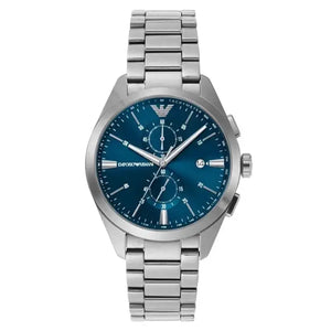 Emporio Armani AR11541 Claudio Chronograph Blue Dial Silver Steel Strap Watch For Men Emporio Armani